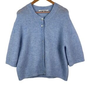 Second Female Womens Danish Knit Rib Mohair Cardigan XL ¾ Sleeve Spring Luxury